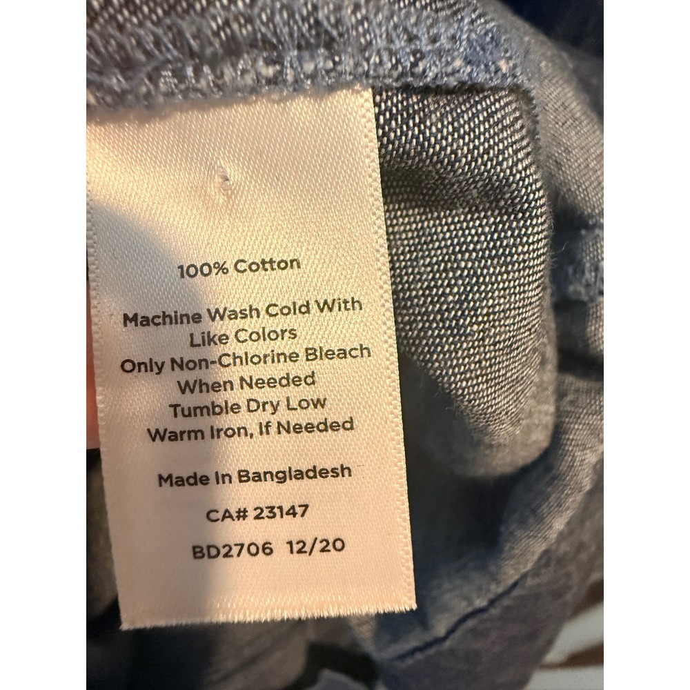 Talbots Petite Womens Blue Cotton Denim Square Neck Button Sleeve Dress 6P - Picture 6 of 9